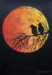 Krokarja v mesečini (Pastel,  21x30 - 2019) - Jože Anžič